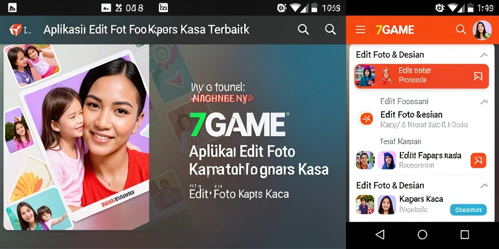 Antarmuka aplikasi 7GAME untuk edit foto kertas kaca yang menarik.