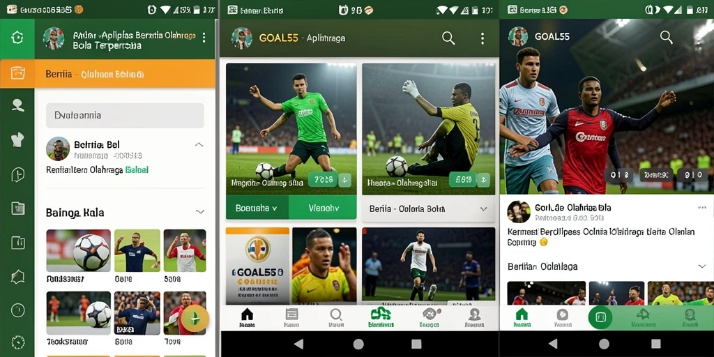Tampilan antarmuka GOAL55 yang informatif dan menarik untuk berita olahraga bola.