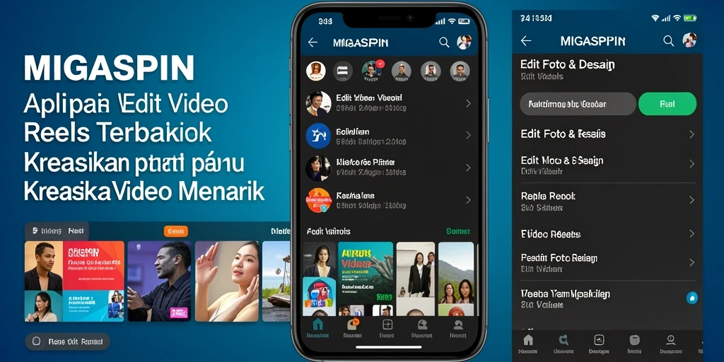 Antarmuka aplikasi MIGASPIN yang user-friendly saat mengedit Video Reels.