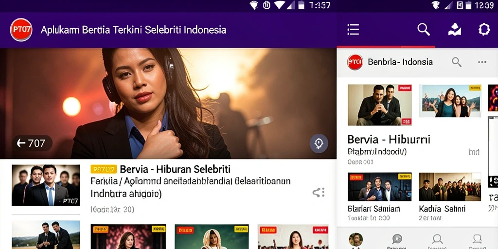 Antarmuka menarik dengan berita selebriti terbaru.