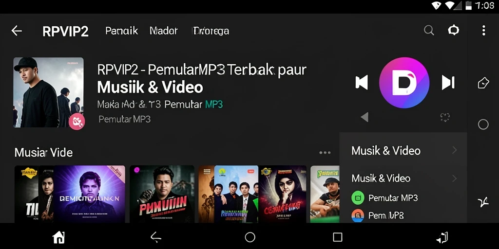 Tampilan antarmuka RPVIP2 yang intuitif dan modern untuk Pemutar MP3.