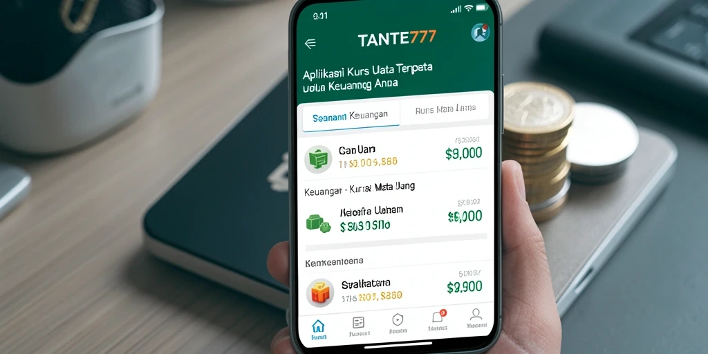 Antarmuka utama TANTE777 menampilkan kurs mata uang dengan desain yang bersih dan informatif.