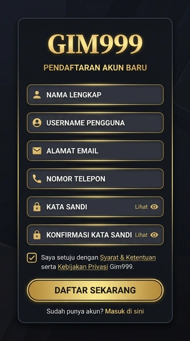 Registrasi Akun Baru gim999 untuk Pengguna Android